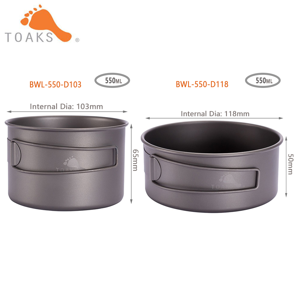 Camping Cooking Utensils Kit - TOAKS BWL-550 di Titanio di Campeggio