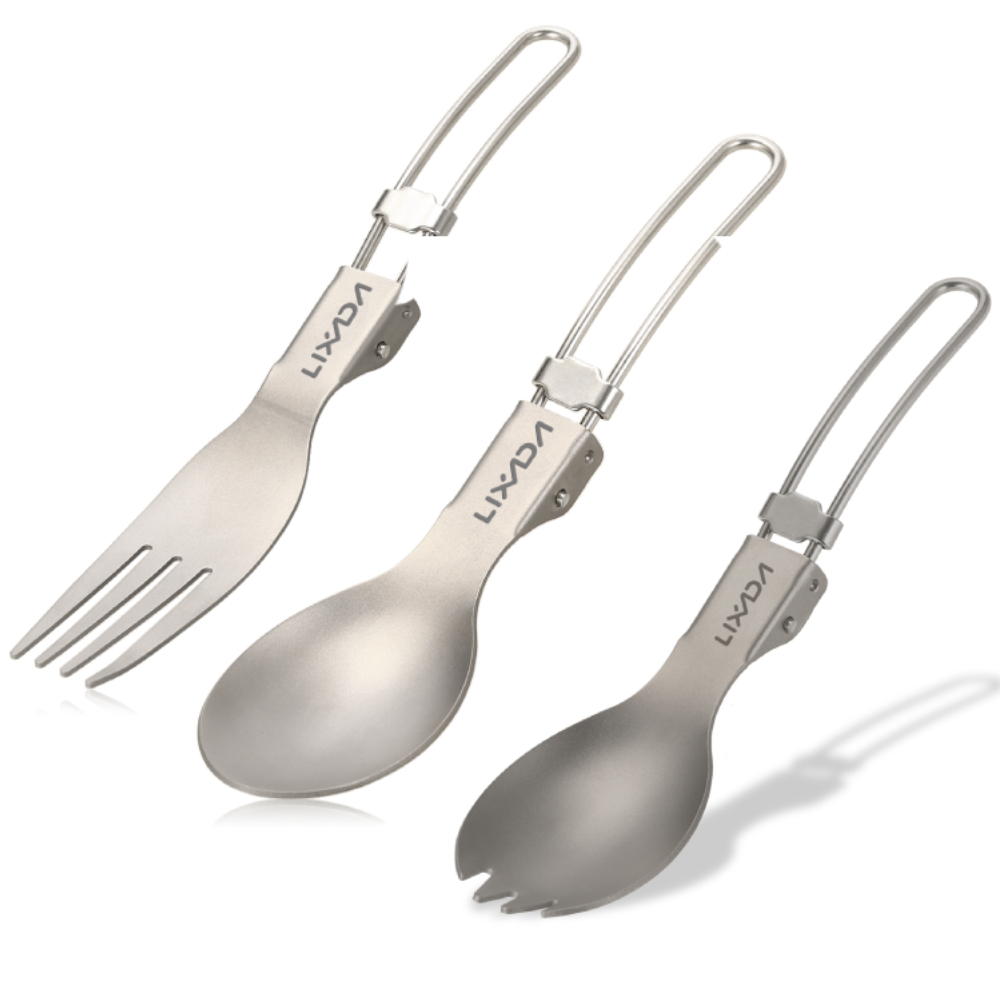 Camping Cooking Utensils Kit - Lixada Forchetta pieghevole in titanio Ultraleggera