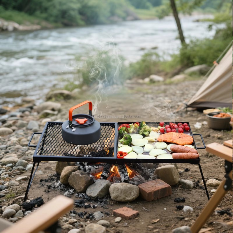 Camping Cooking Over Fire - Griglia Portatile Pieghevole per Barbecue da
