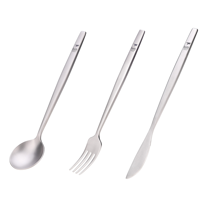 Camping Cooking Utensils Kit - Keith Titanium Cucchiaio portatile Forchetta Coltello