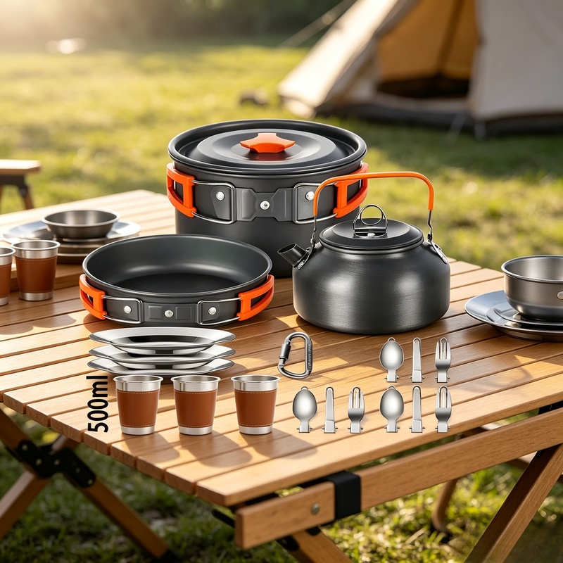Camping Cooking Set For 4 - Set di Pentole da Campeggio Antiaderenti