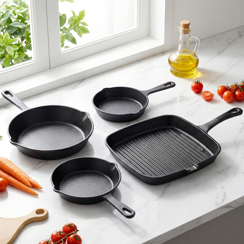 Set di 4 padelle in ghisa anti - Skillet Cast Iron Camp recensione e prezzo