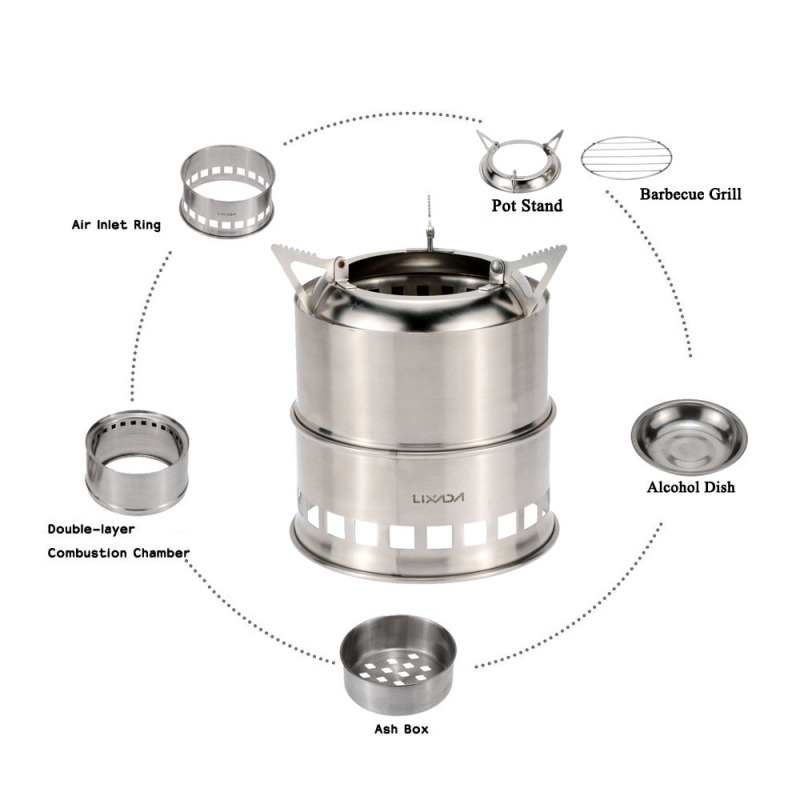 Lixada stufa a legna in acciai - Camping Cooking Wood Stove recensione e prezzo