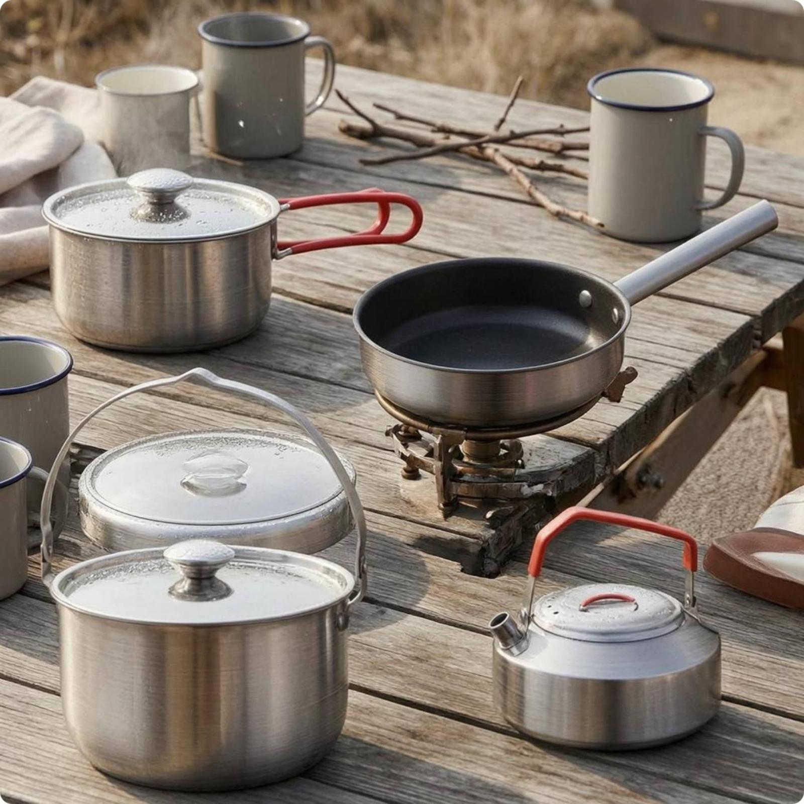 Set di 4 utensili da cucina pi - Camping Cooking Set For 4 recensione e prezzo