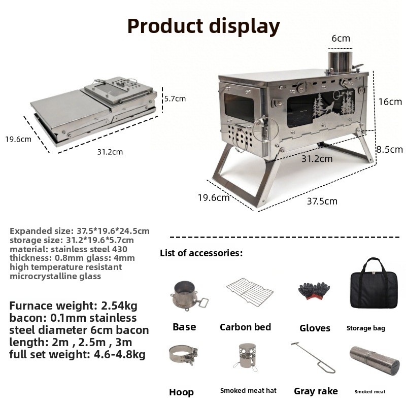 Stufa a Legna Pieghevole in Ac - Camping Cooking Wood Stove recensione e prezzo