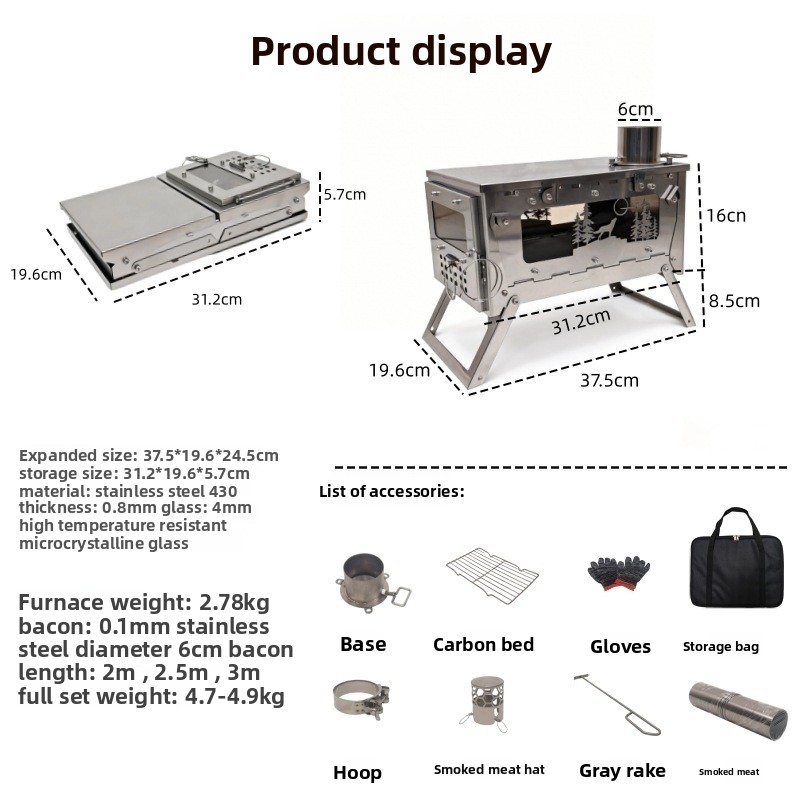 Stufa a Legna Pieghevole in Ac - Camping Cooking Wood Stove recensione e prezzo