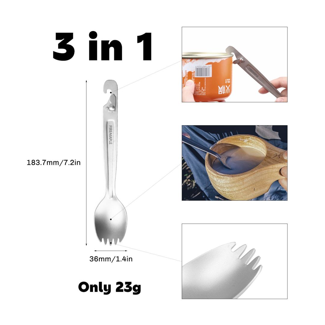 Fuoco acero titanio Spork con  - Camping Cooking Utensils Kit recensione e prezzo